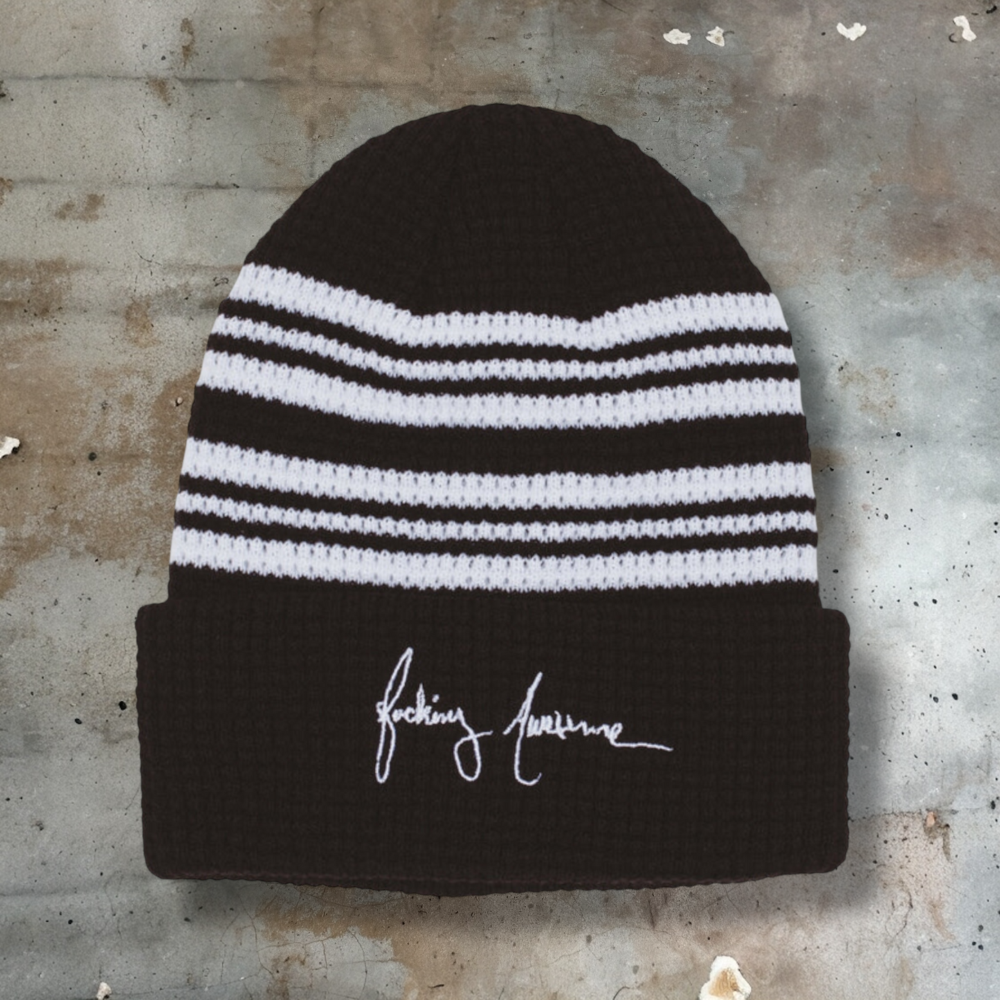 Fucking Awesome Cursive Cuff Waffle Beanie