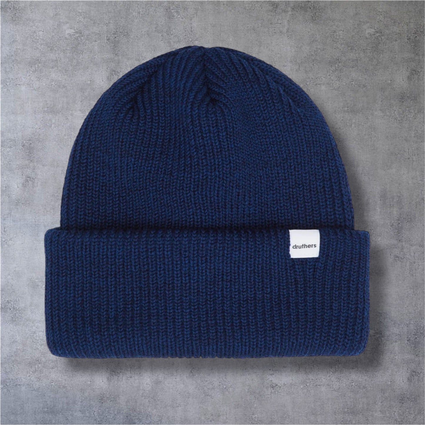 Druthers NYC Merino Wool 1x1 Rib Knit Beanie (Navy Wool)