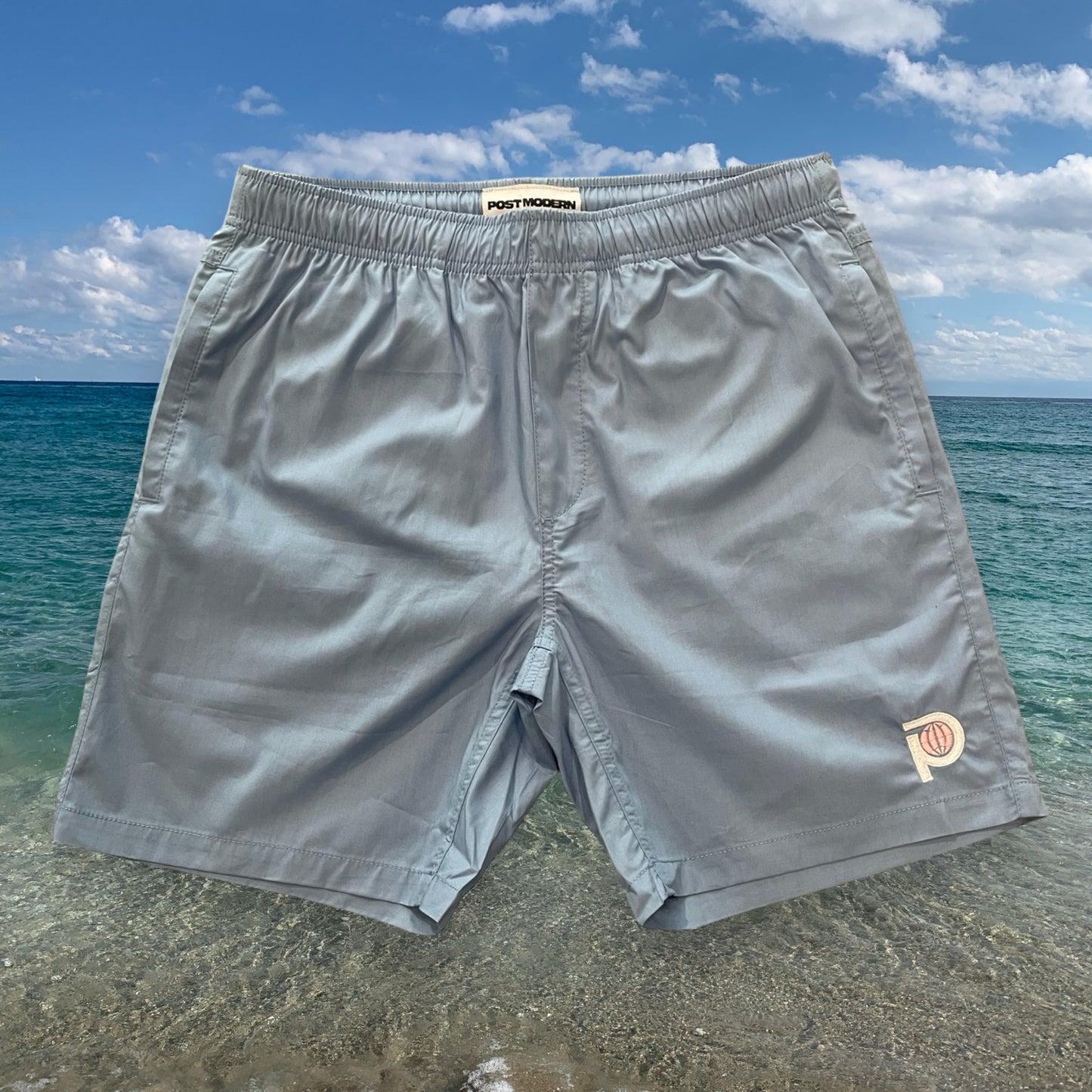 Post Embroidered Beach Shorts