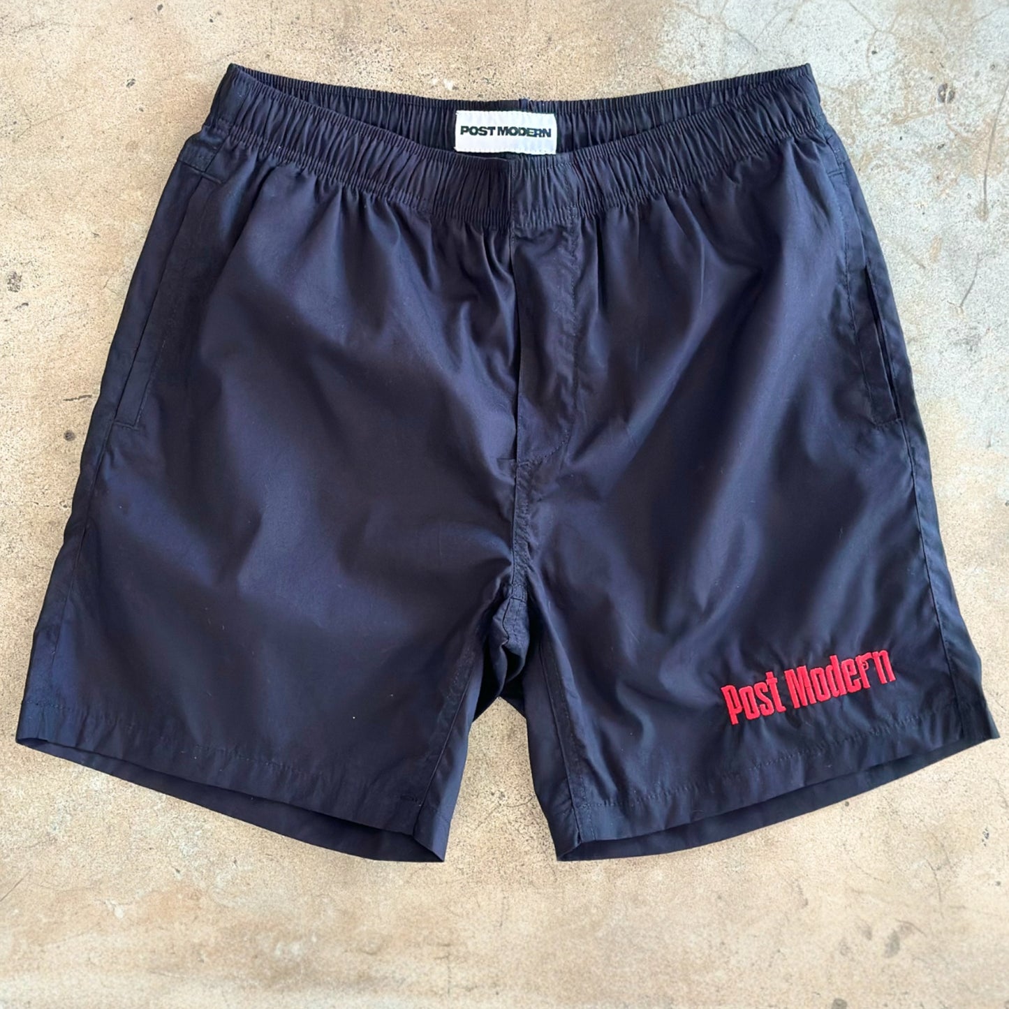 Post Embroidered Beach Shorts