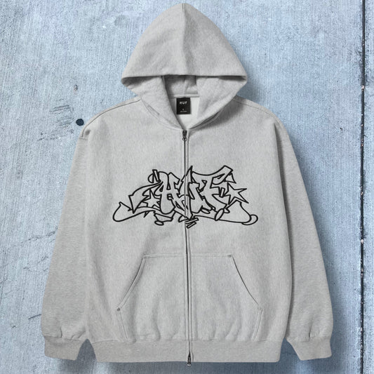 HUF Worldwide HUF Outlines Zip Up Fleece (Grey Stone)