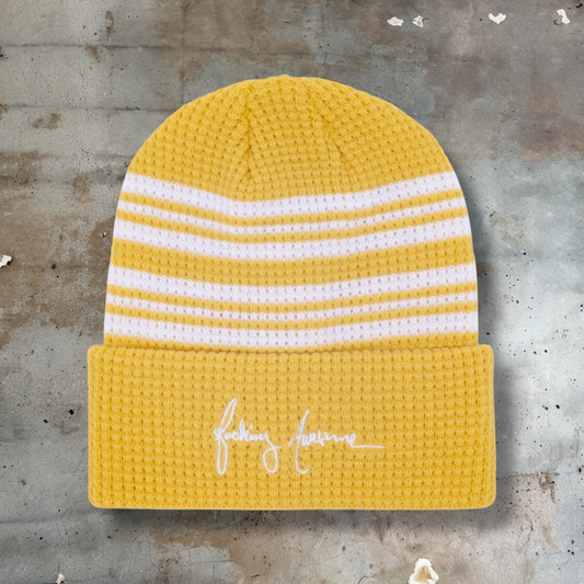 Fucking Awesome Cursive Cuff Waffle Beanie