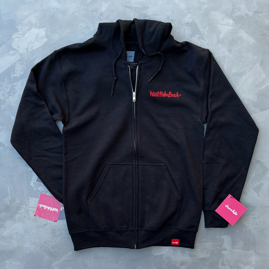 Chocolate "West Palm Beach' Zip Up Hoodie (Black)